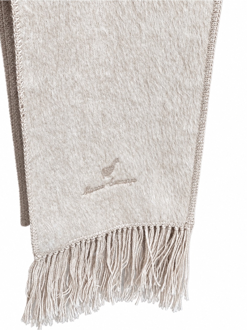 Alpaca Camargo Peru Wool Alpaca Blend Scarf Fringe 72x9 Taupe/Oatmeal